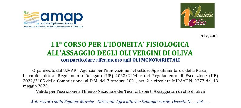 11° Corso per l'idoneità fisiologica all'assaggio degli Oli Vergini di Oliva (07/03/2024)