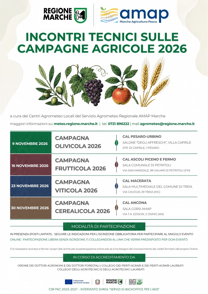 Il calendario degli incontro I lunedì dell'Agrometeo Immagine del calendario degli eventi I lunedì dell'Agrometeo
