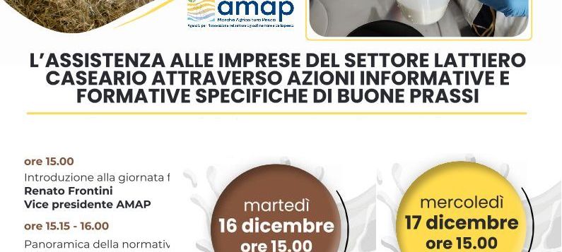 16-17/12/2025: L'assistenza alle imprese del settore caseario attraverso azioni informative e formative specifiche di buone prassi